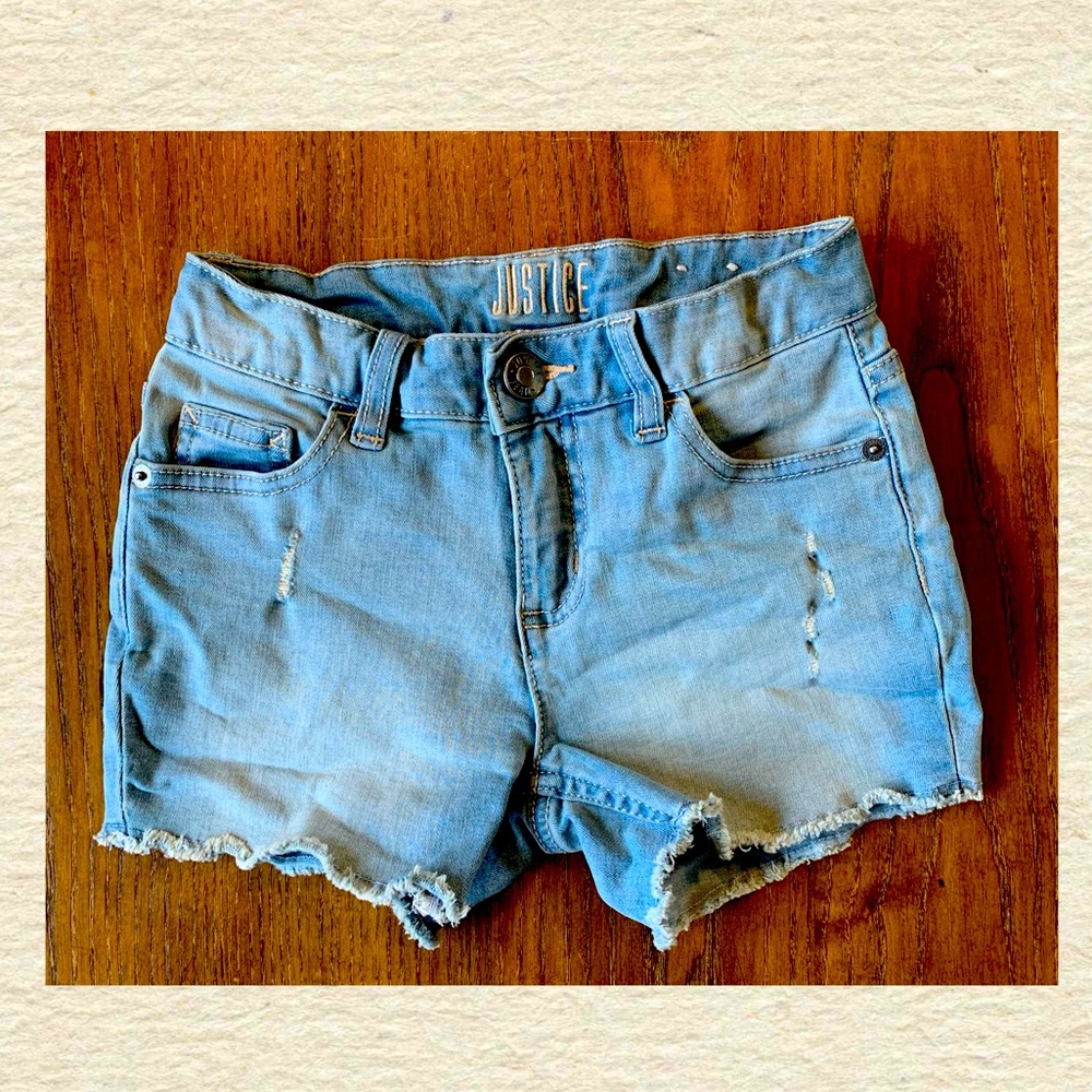 Justice Boho Whitewash Jean Shorts
